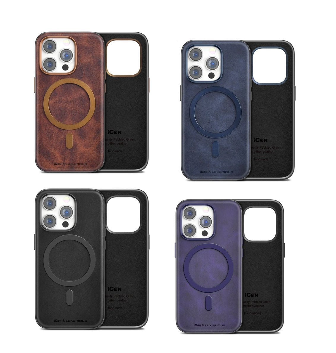 iPhone 13 Luxurious Leather Magsafe Case- Black